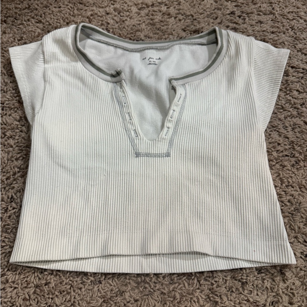 White Ribbed Women's Top
